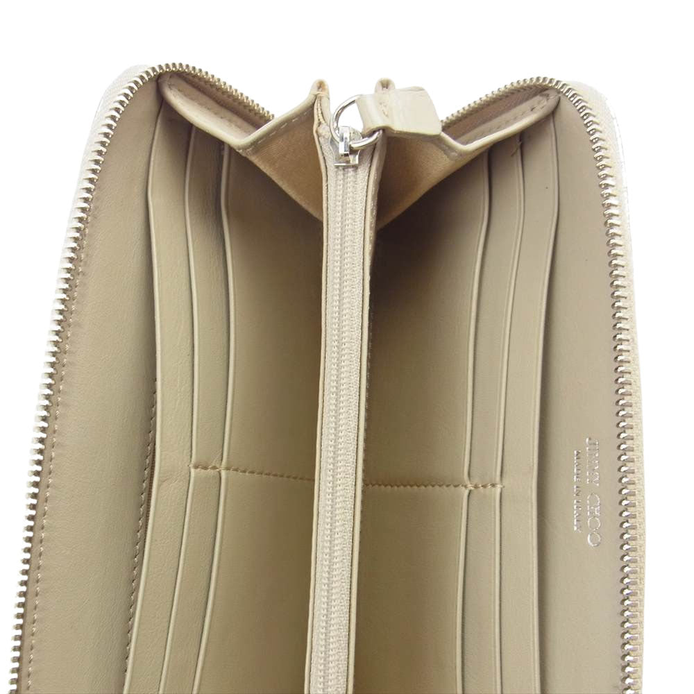 JIMMY CHOO ジミーチュウ スタースタッズ ラウンドジップ ウォレット シルバー系【中古】