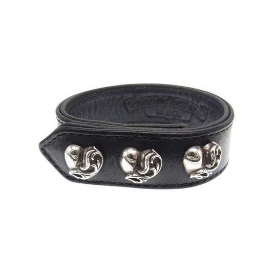 CHROME HEARTS クロムハーツ（原本無） 3BTN 2SNP ハート スナップボタン ブレスレット ブラック系 シルバー系【中古】
