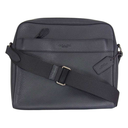 COACH コーチ F24876 Charles Camera Bag チャールズ カメラ バッグ ペブルドレザー 黒青系【中古】
