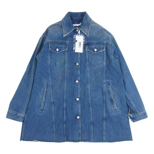 MAISON MARGIELA メゾンマルジェラ MM6 エムエムシックス 19SS S52AM0102 ハイライトマーカー加工 オーバーサイズ デニムジャケット インディゴブルー系 38【中古】