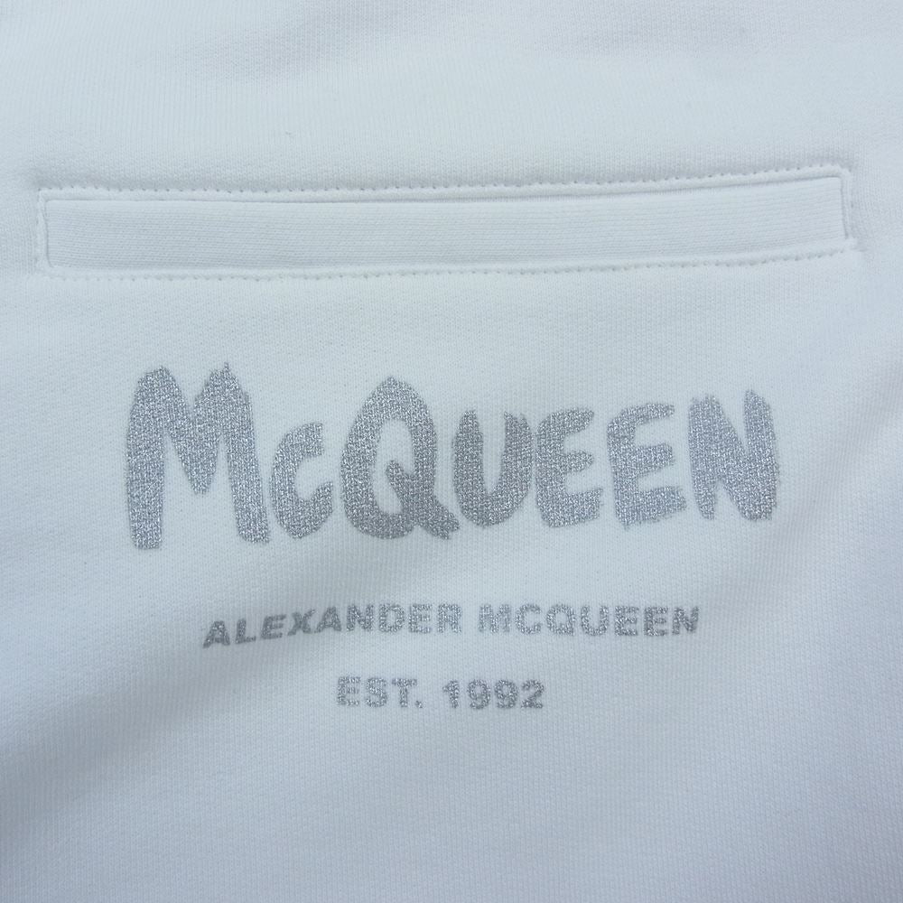 Alexander McQueen アレキサンダーマックイーン ロゴ プリント スウェット パンツ ホワイト ホワイト系 38【極上美品】【中古】