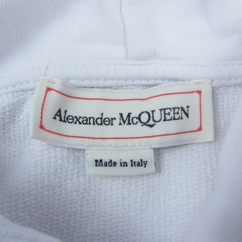 Alexander McQueen アレキサンダーマックイーン QRX43 Skull Embroidered Cotton Hoodie スカル エンブロイダリー ロゴ刺繍 パーカー フーディ ホワイト系 L【中古】