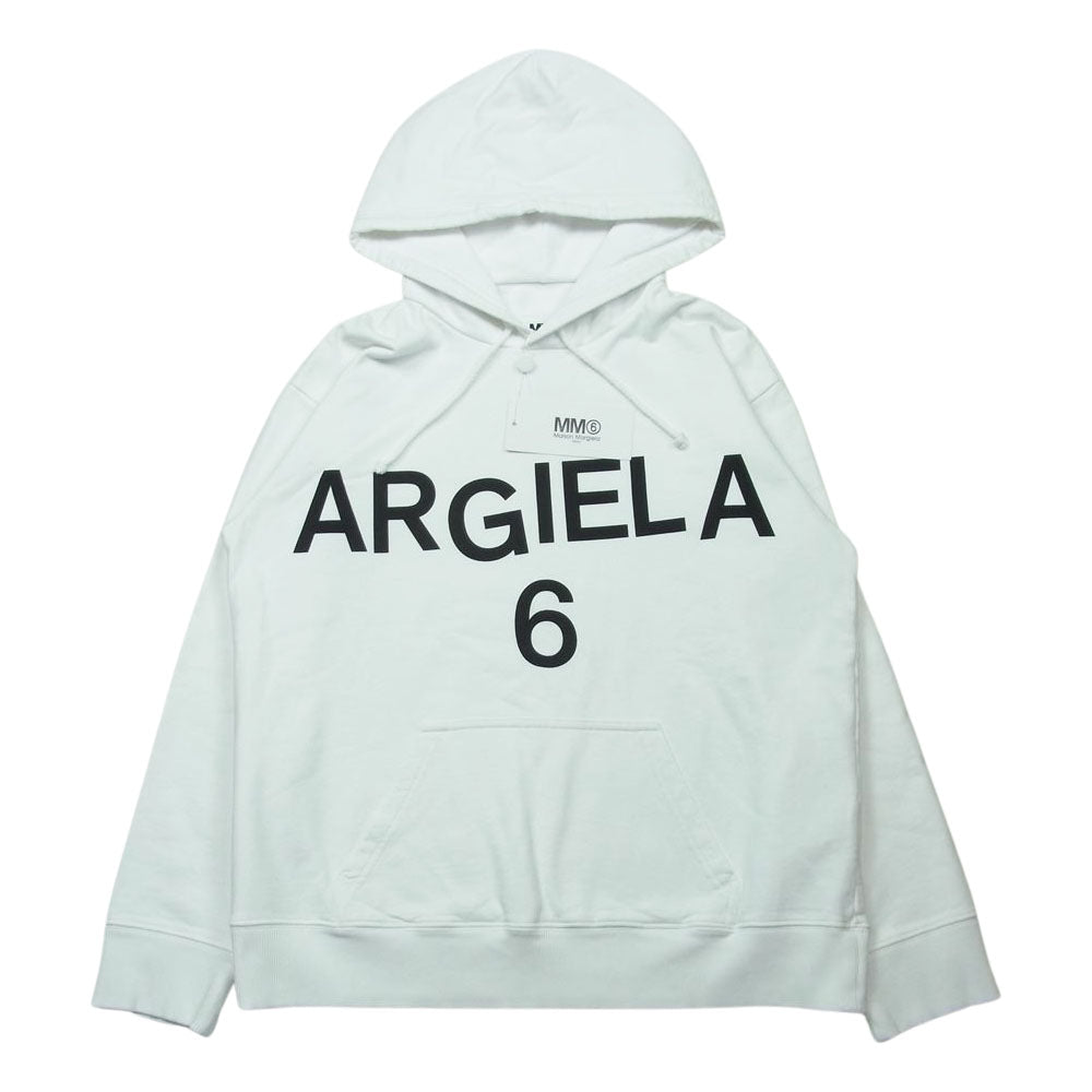 MAISON MARGIELA メゾンマルジェラ 22SS S52GU0161 MM6 エムエムシックス SWEAT HOODIE ロゴ プリント パーカー ホワイト系 XS【美品】【中古】