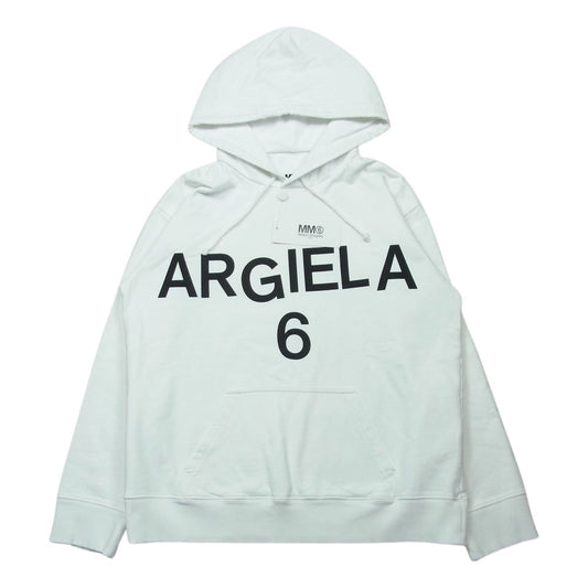 MAISON MARGIELA メゾンマルジェラ 22SS S52GU0161 MM6 エムエムシックス SWEAT HOODIE ロゴ プリント パーカー ホワイト系 XS【美品】【中古】
