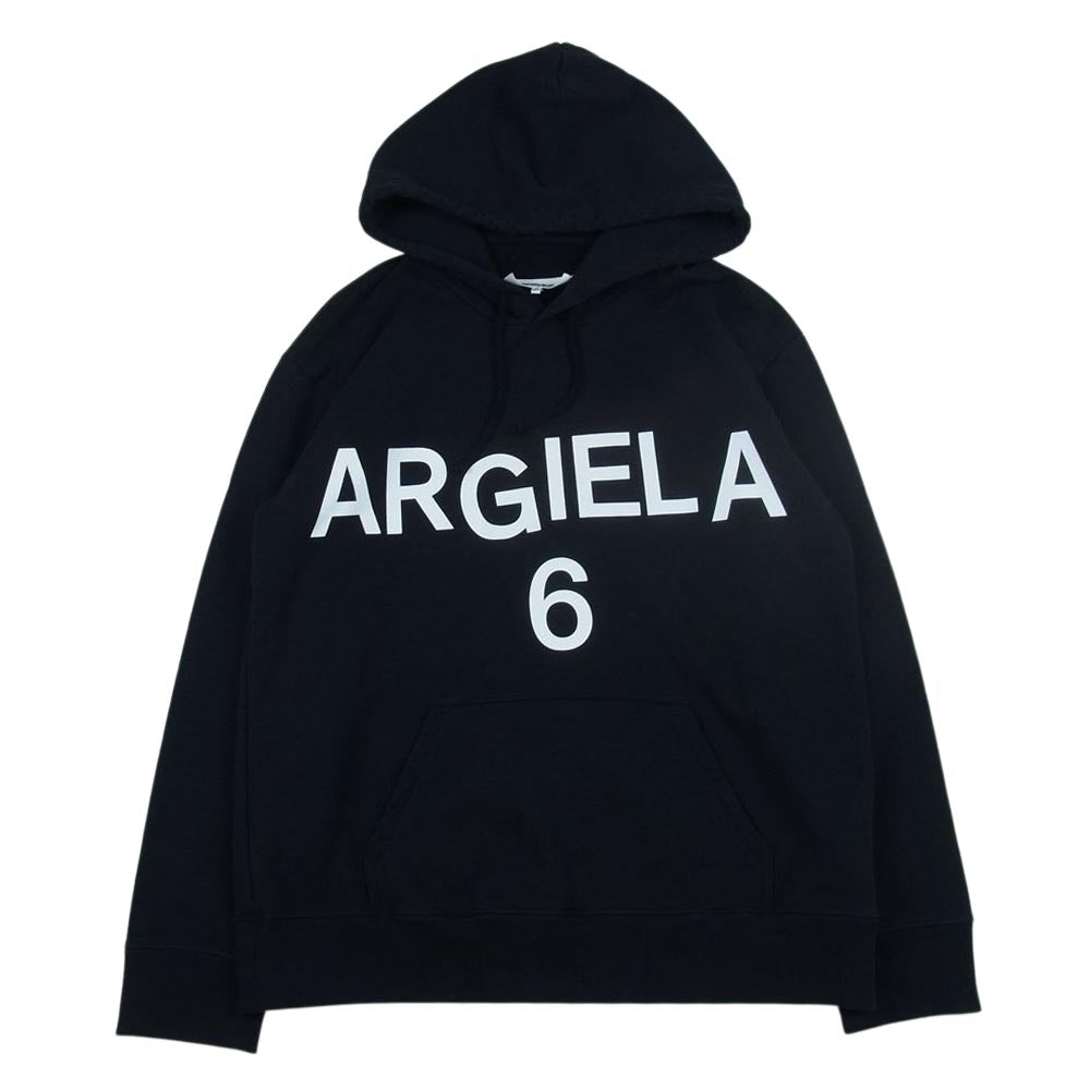 MAISON MARGIELA メゾンマルジェラ 22SS S52GU0161 MM6 エムエムシックス SWEAT HOODIE ロゴ プリント パーカー ブラック ブラック系 XS【美品】【中古】