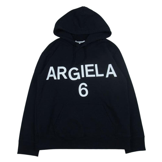 MAISON MARGIELA メゾンマルジェラ 22SS S52GU0161 MM6 エムエムシックス SWEAT HOODIE ロゴ プリント パーカー ブラック ブラック系 XS【美品】【中古】