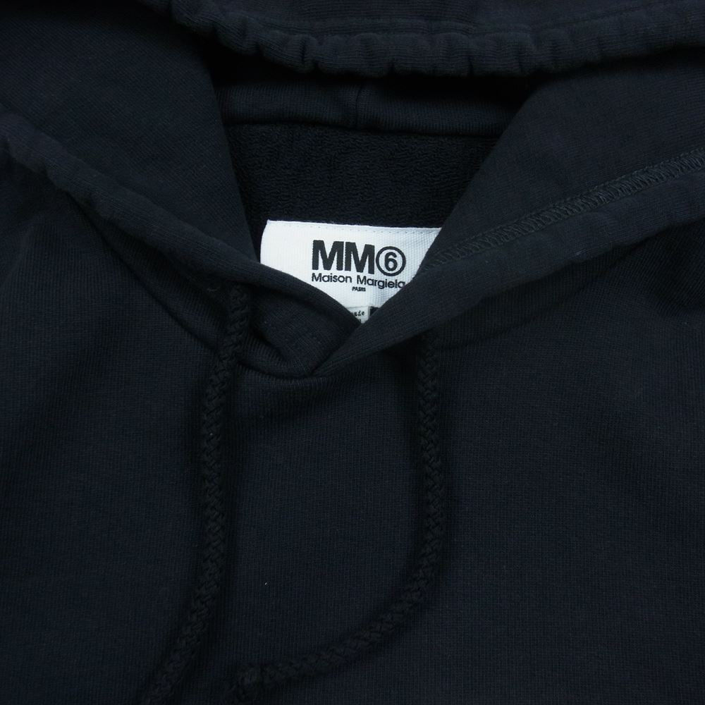 MAISON MARGIELA メゾンマルジェラ 22SS S52GU0161 MM6 エムエムシックス SWEAT HOODIE ロゴ プリント パーカー ブラック ブラック系 XS【美品】【中古】