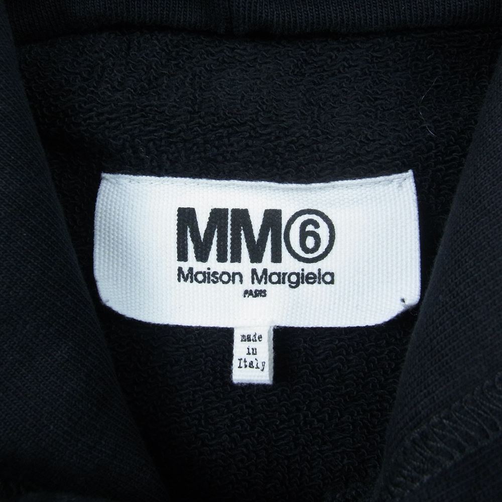 MAISON MARGIELA メゾンマルジェラ 22SS S52GU0161 MM6 エムエムシックス SWEAT HOODIE ロゴ プリント パーカー ブラック ブラック系 XS【美品】【中古】