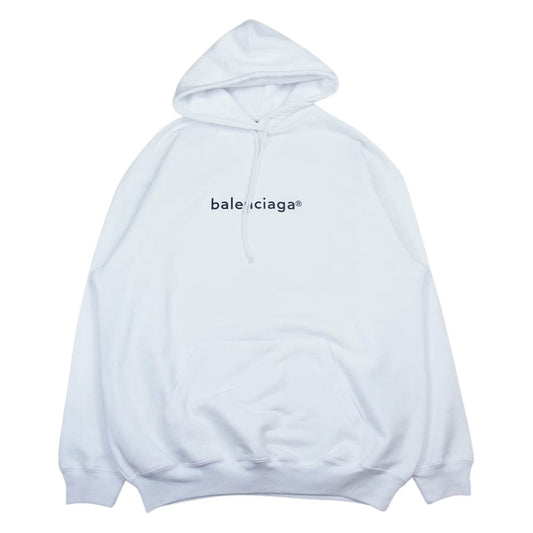 BALENCIAGA バレンシアガ 20AW 578135 TIV55 ロゴ オーバーサイズ スウェット パーカー ホワイト ホワイト系 S【美品】【中古】