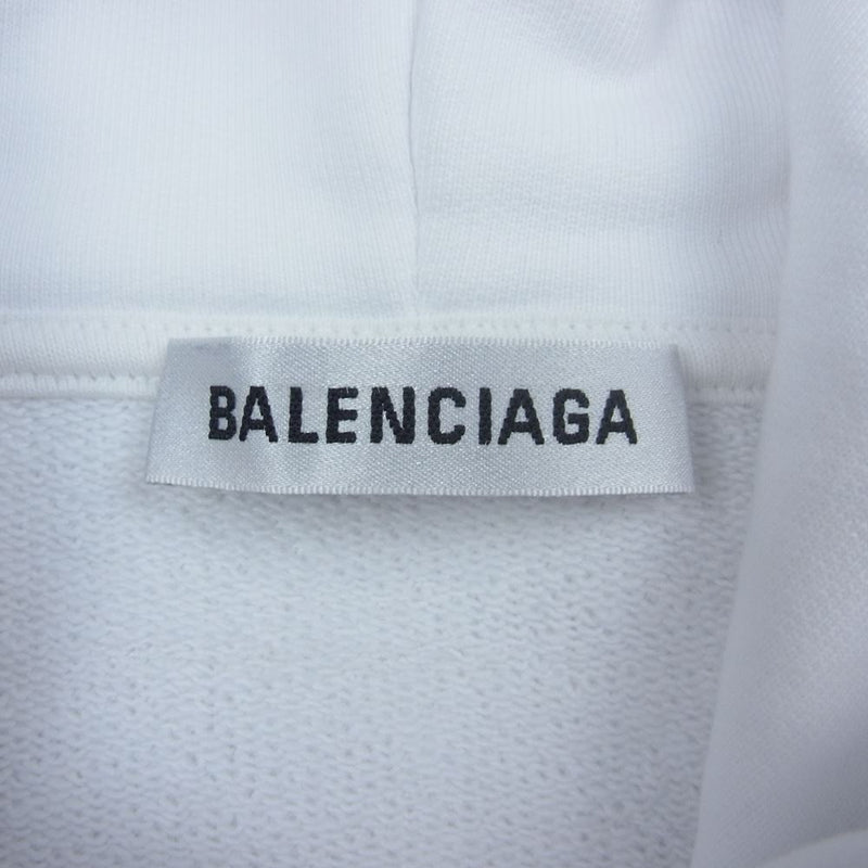 BALENCIAGA バレンシアガ 20AW 578135 TIV55 ロゴ オーバーサイズ スウェット パーカー ホワイト ホワイト系 S【美品】【中古】