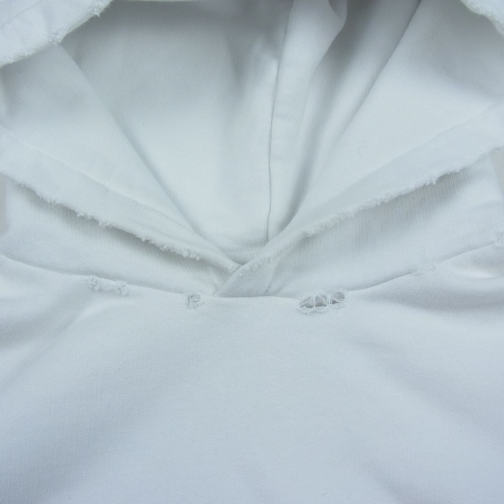 BALENCIAGA バレンシアガ 22AW 675003 TMVB5 ダメージ加工 ロゴ フーディー パーカー ホワイト ホワイト系 L【中古】