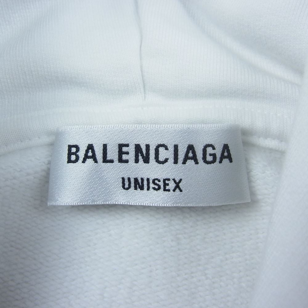 BALENCIAGA バレンシアガ 22AW 675003 TMVB5 ダメージ加工 ロゴ フーディー パーカー ホワイト ホワイト系 L【中古】