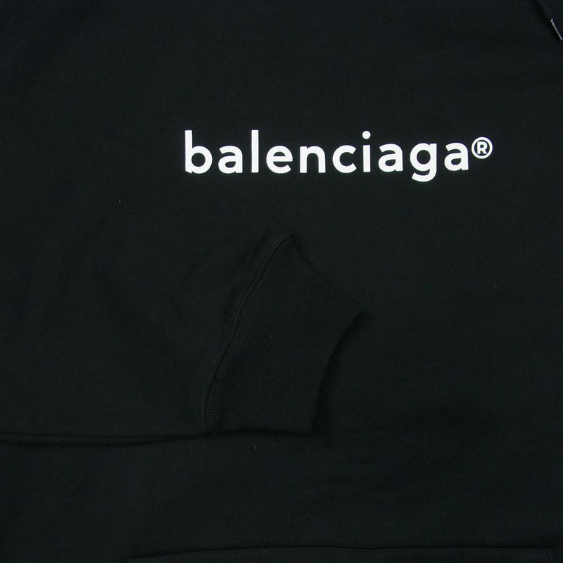 BALENCIAGA バレンシアガ 20AW 570811 TIV55 ロゴ オーバーサイズ スウェット パーカー ブラック系 XS【極上美品】【中古】
