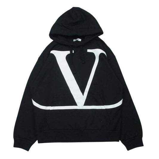 VALENTINO ヴァレンティノ 21AW VV3MF15P73S Vロゴ プルオーバー パーカー コットン イタリア製 ブラック系 S【美品】【中古】