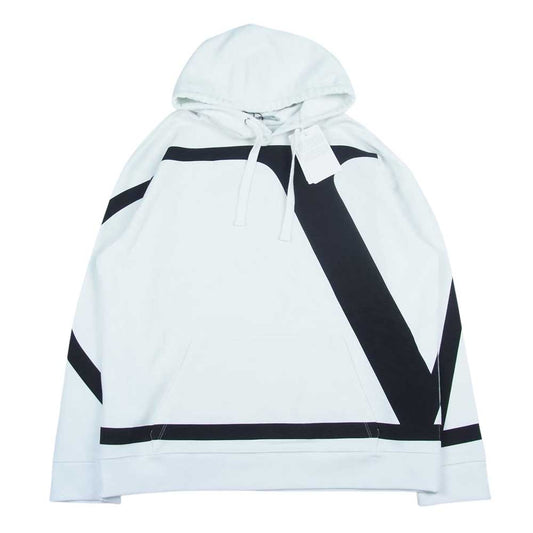 VALENTINO ヴァレンティノ 21AW WV3MF18I7LN Vロゴ プルオーバーパーカー ホワイト ホワイト系 S【美品】【中古】