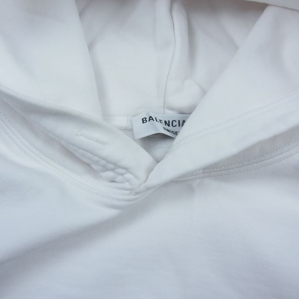 BALENCIAGA バレンシアガ 22AW 875003 TLVL8  PARIS パリ ロゴ刺繍  パーカー ホワイト系 L【中古】