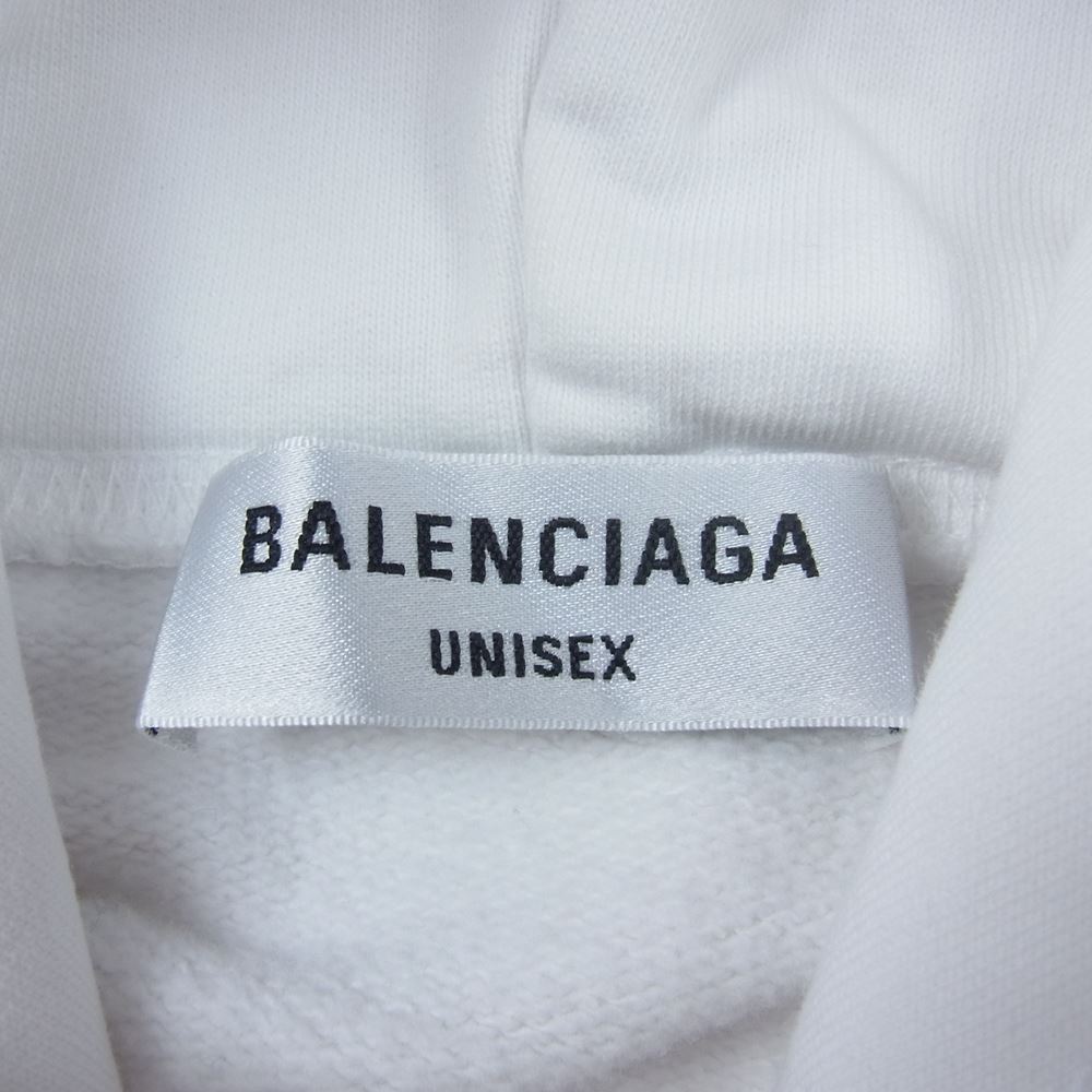 BALENCIAGA バレンシアガ 22AW 875003 TLVL8  PARIS パリ ロゴ刺繍  パーカー ホワイト系 L【中古】