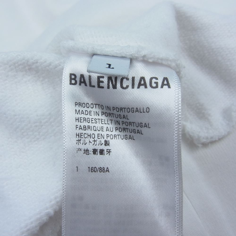 BALENCIAGA バレンシアガ 22AW 875003 TLVL8  PARIS パリ ロゴ刺繍  パーカー ホワイト系 L【中古】