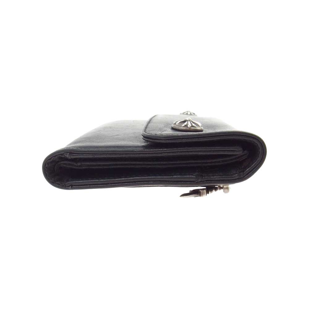 CHROME HEARTS クロムハーツ（原本有） WAVE CROSS BALL ウェーブ クロス ボタン ウォレット 長財布 ブラック系【中古】