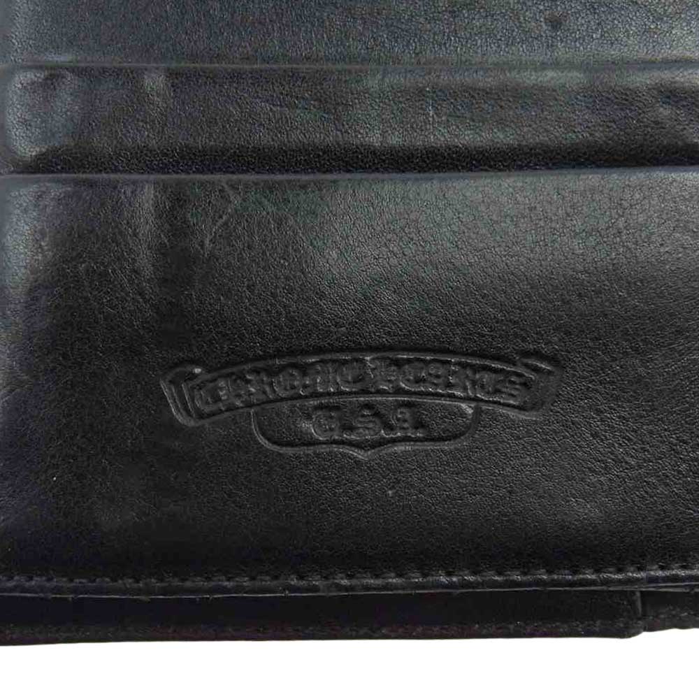 CHROME HEARTS クロムハーツ（原本有） WAVE CROSS BALL ウェーブ クロス ボタン ウォレット 長財布 ブラック系【中古】