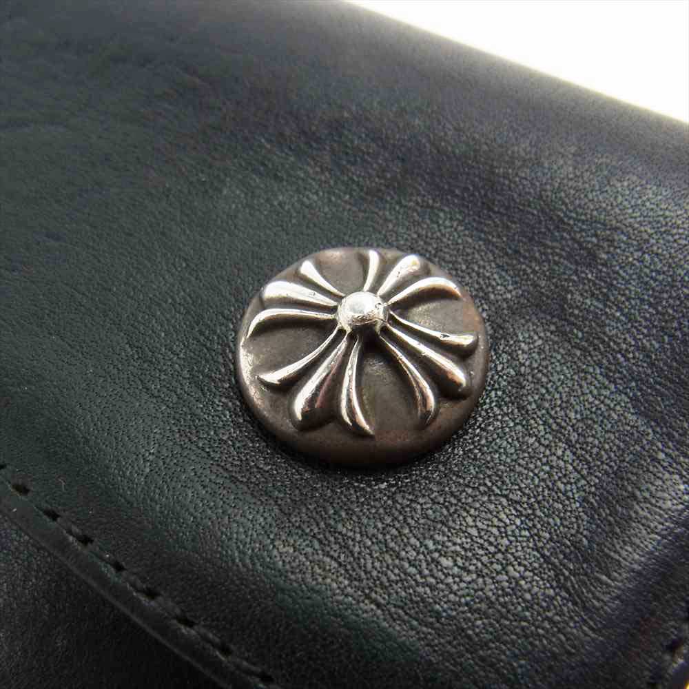 CHROME HEARTS クロムハーツ（原本有） WAVE CROSS BALL ウェーブ クロス ボタン ウォレット 長財布 ブラック系【中古】