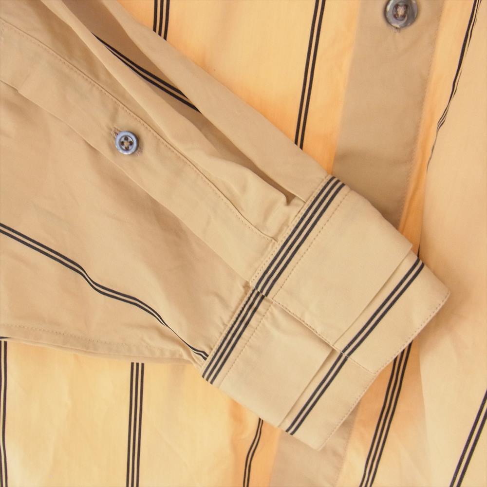 JIL SANDER ジルサンダー バンドカラー マンダリンマオカラー ストライプシャツ　 ベージュ系 40【中古】