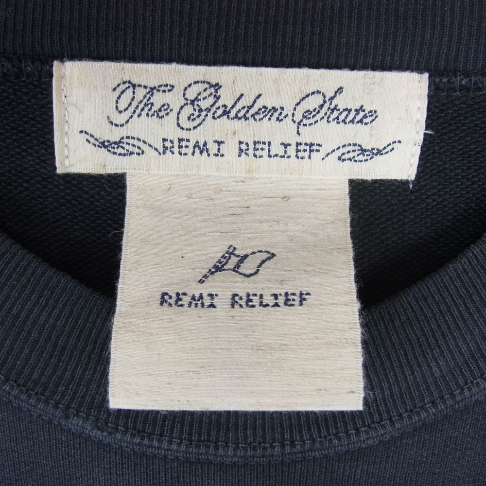REMI RELIEF レミレリーフ 加工 BIGサイズ ビッグ クルー スウェット ブラック系 M【中古】