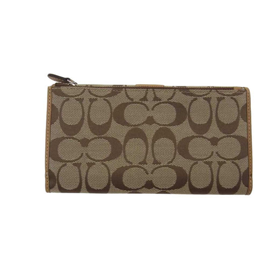 COACH コーチ F41525 シグネチャー 二つ折り ロングウォレット 長財布 ブラウン系【新古品】【未使用】【中古】