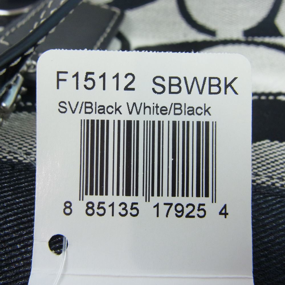 COACH コーチ F15112 シグネチャー レザー キャンバス トート バッグ ブラック系【美品】【中古】