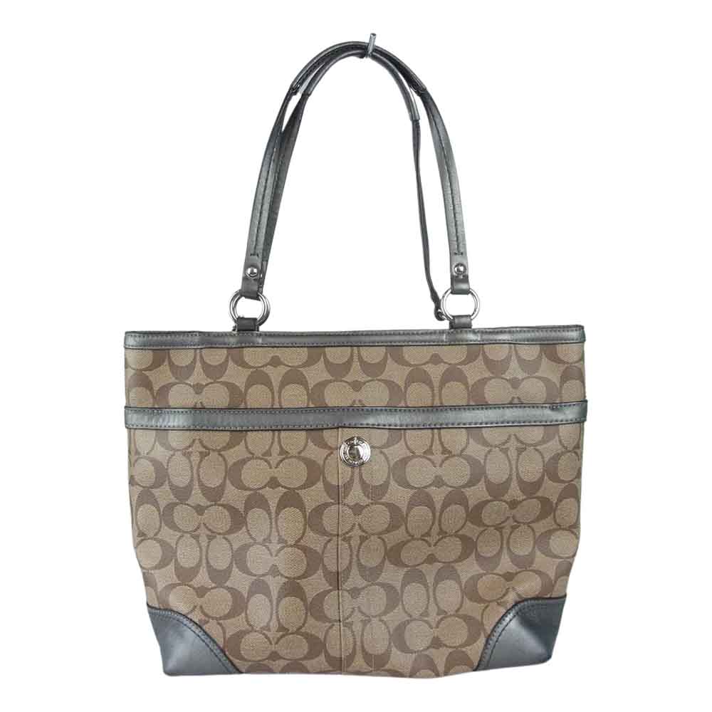 COACH コーチ GO873-12358 シグネチャー PVC トートバッグ シルバー系【中古】