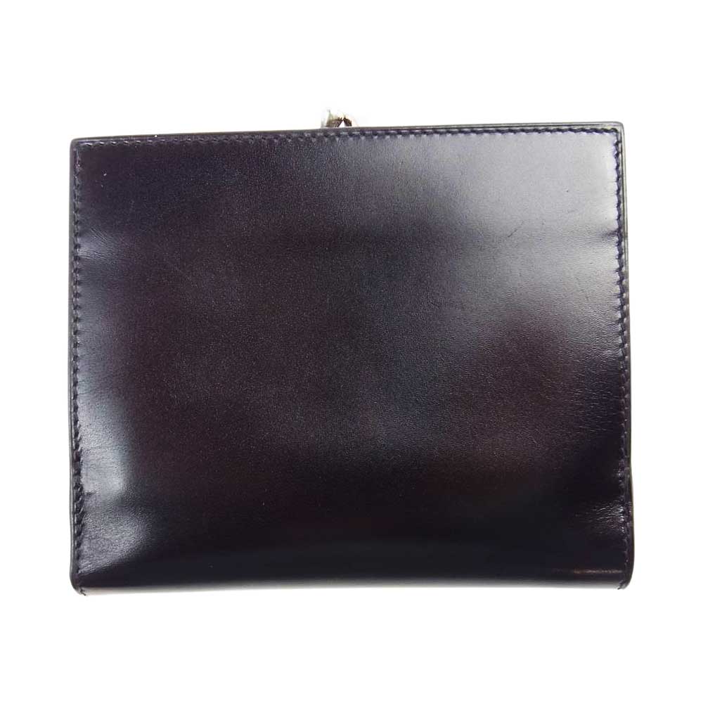 PRADA プラダ 1M0956 がま口 二つ折り レザー ウォレット ブラック系【中古】