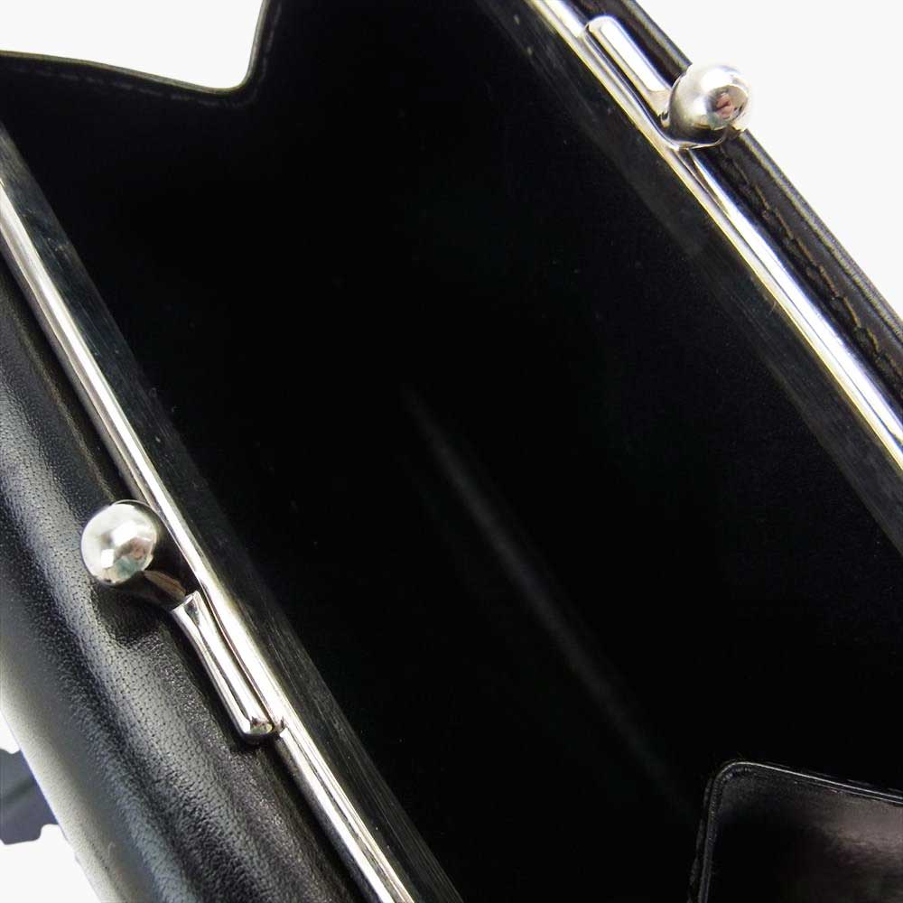 PRADA プラダ 1M0956 がま口 二つ折り レザー ウォレット ブラック系【中古】