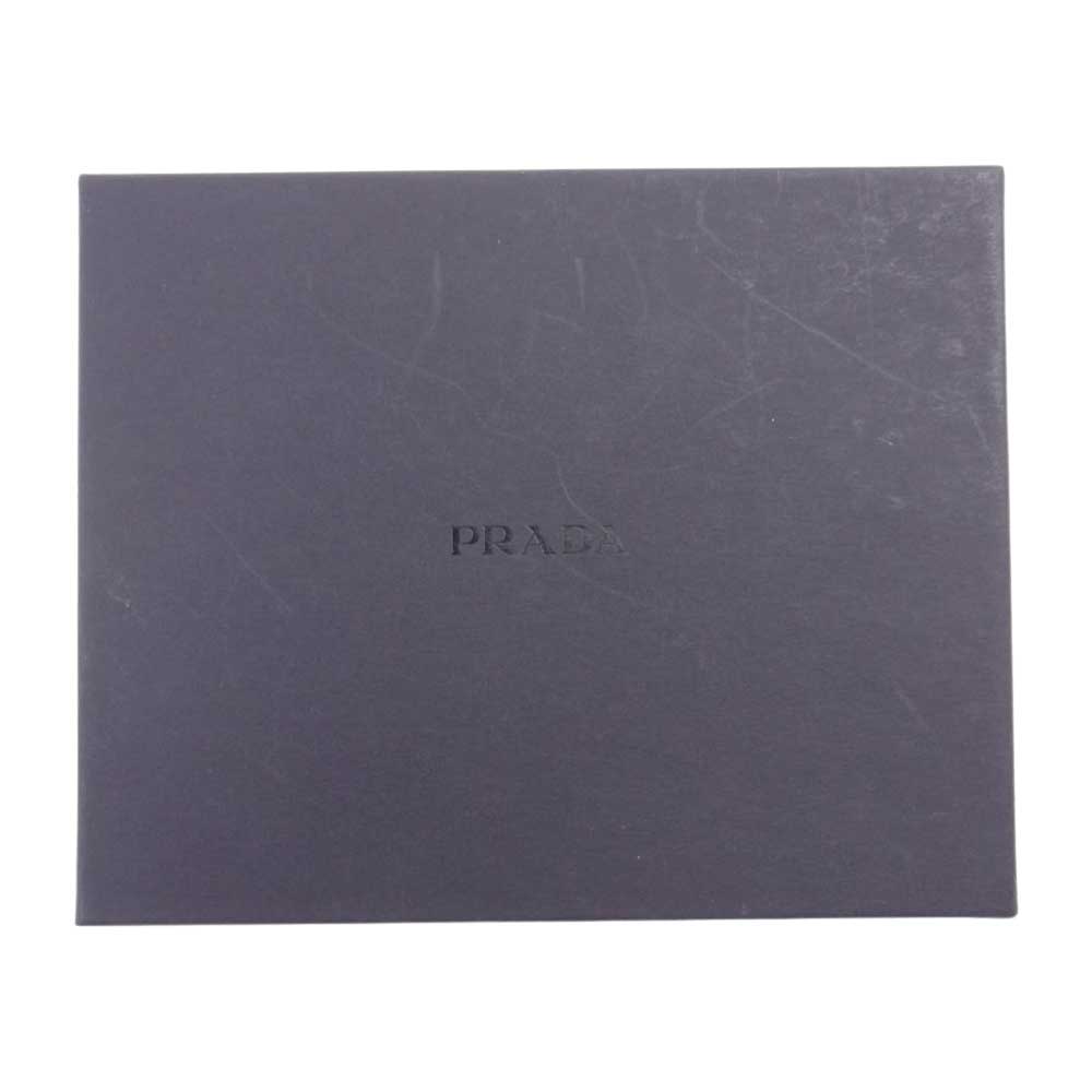 PRADA プラダ 1M0956 がま口 二つ折り レザー ウォレット ブラック系【中古】