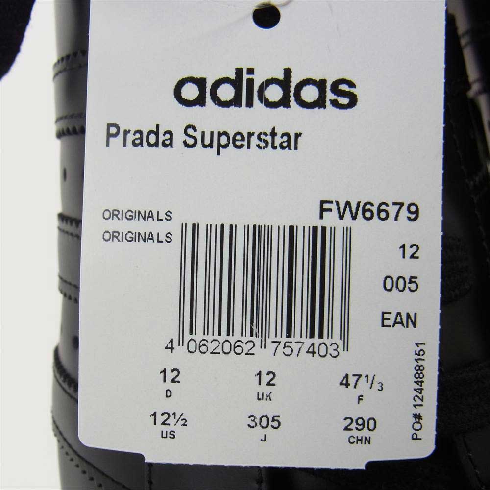 PRADA プラダ FW6679 × adidas originals Superstar アディダス スーパースター スニーカー ブラック系 30.5cm【新古品】【未使用】【中古】
