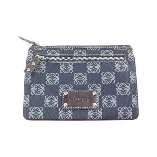 LOEWE ロエベ PVC アナグラム ポーチ ネイビー ネイビー系【中古】