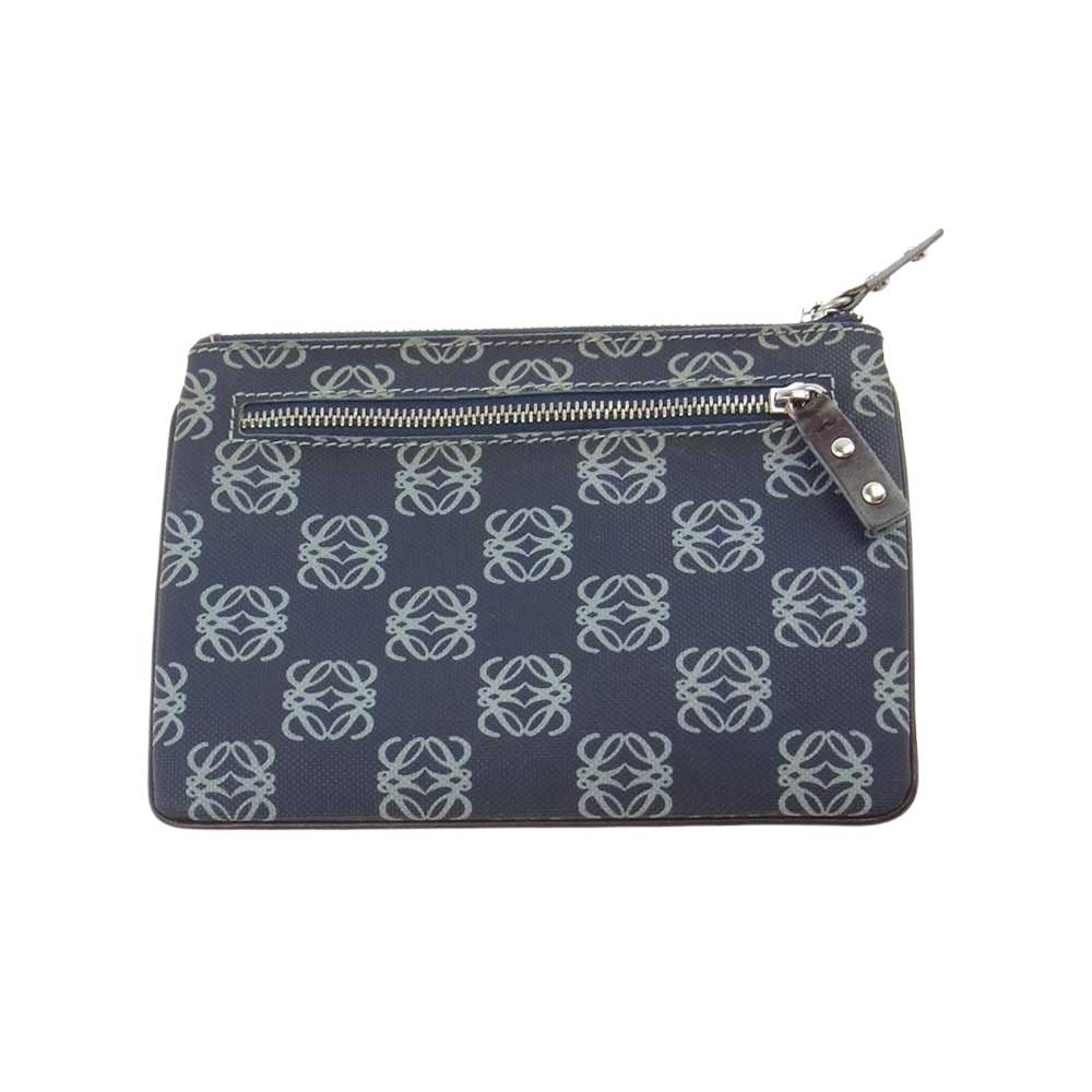 LOEWE ロエベ PVC アナグラム ポーチ ネイビー ネイビー系【中古】