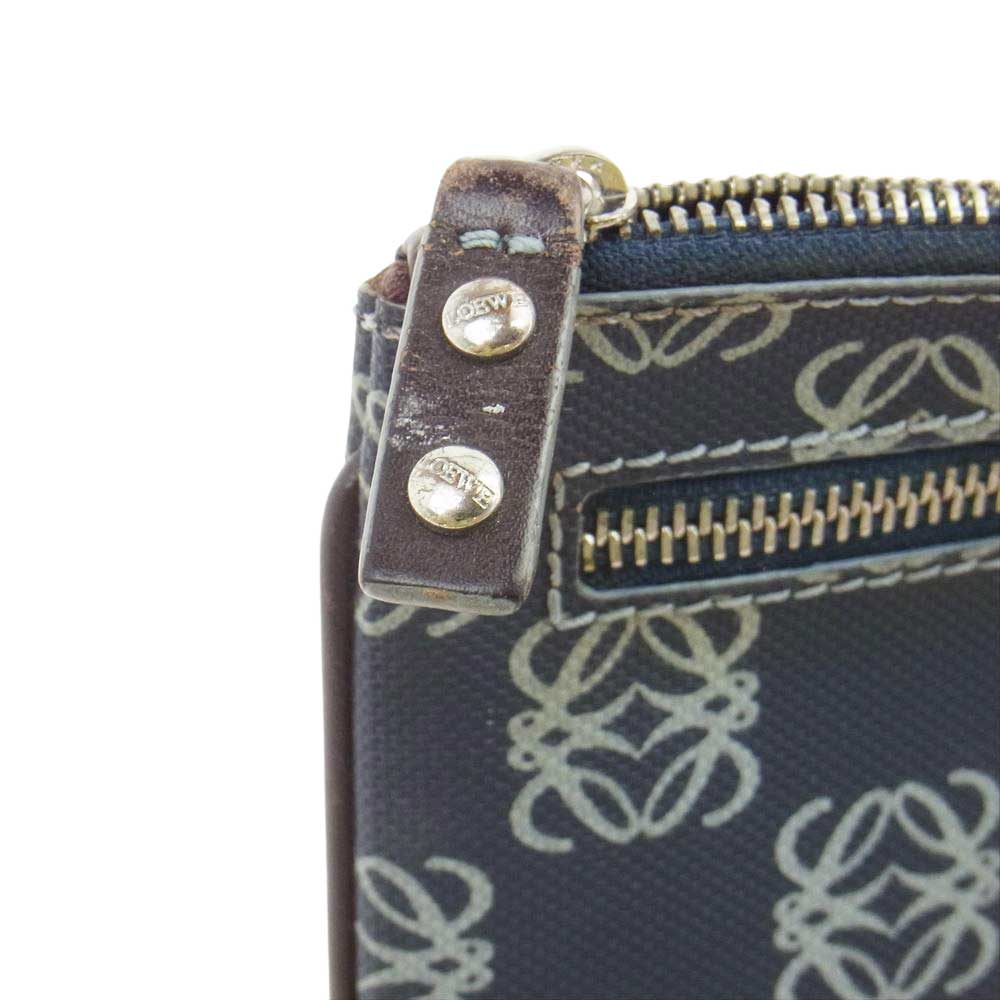 LOEWE ロエベ PVC アナグラム ポーチ ネイビー ネイビー系【中古】