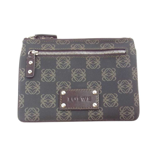 LOEWE ロエベ PVC アナグラム ポーチ ブラウン ダークブラウン系【中古】