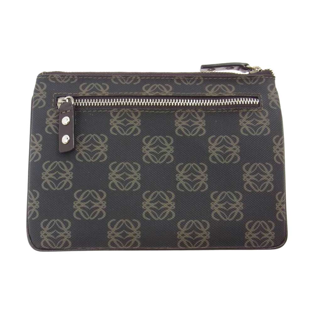 LOEWE ロエベ PVC アナグラム ポーチ ブラウン ダークブラウン系【中古】
