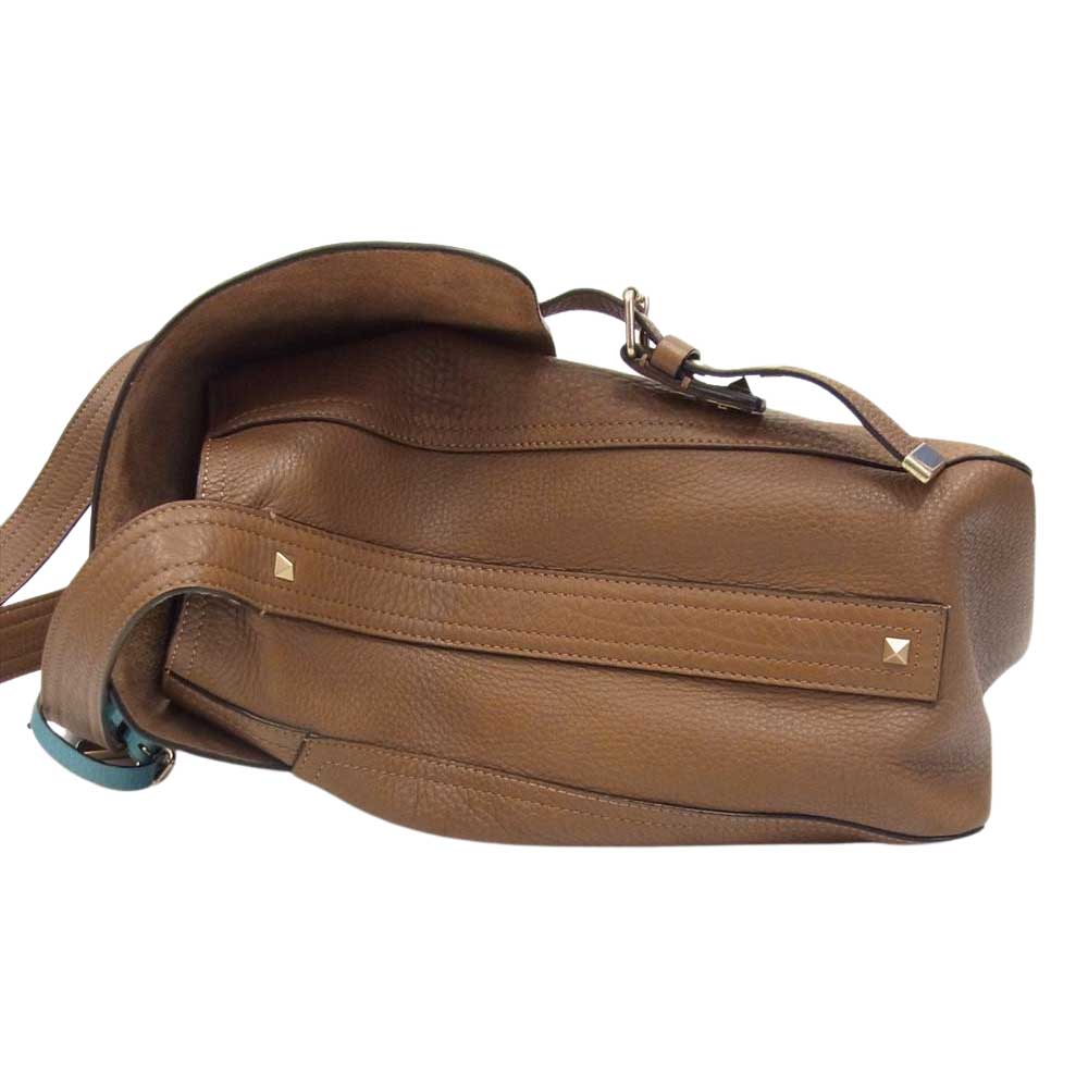 VALENTINO ヴァレンティノ スタッズ ショルダーバッグ ブラウン系【中古】