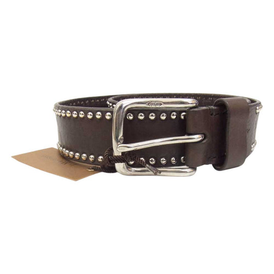 J&M Davidson ジェイアンドエムデヴィッドソン サイド スタッズ レザー ベルト ブラウン系 30/75【中古】