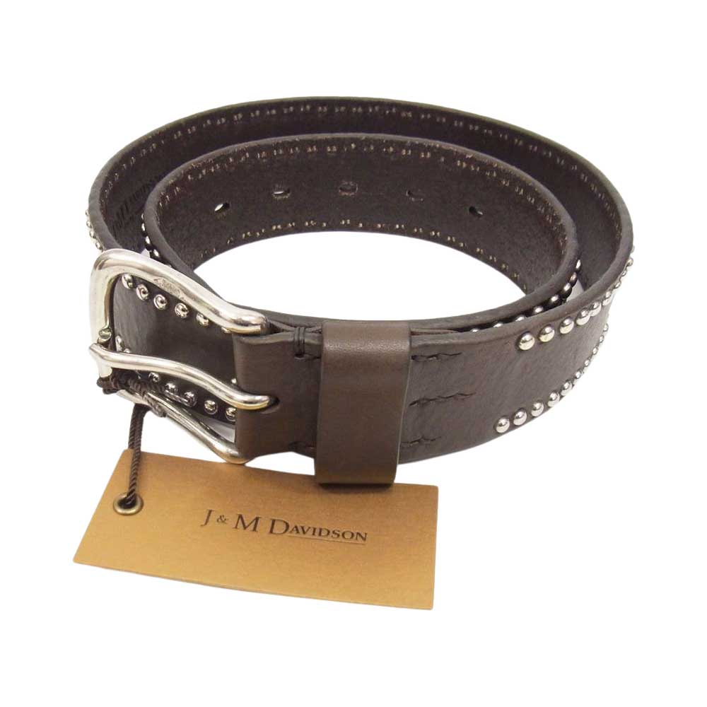 J&M Davidson ジェイアンドエムデヴィッドソン サイド スタッズ レザー ベルト ブラウン系 30/75【中古】