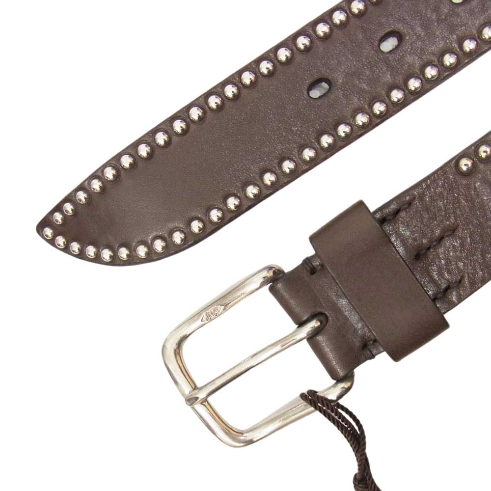 J&M Davidson ジェイアンドエムデヴィッドソン サイド スタッズ レザー ベルト ブラウン系 30/75【中古】