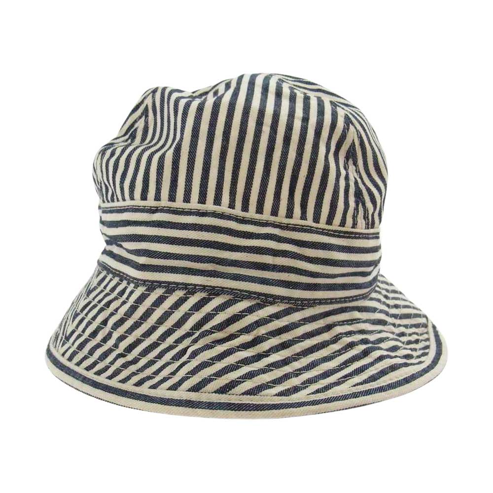 BONCOURA ボンクラ US NAVY HAT ヒッコリー ハット オフホワイト系 インディゴブルー系 L【中古】