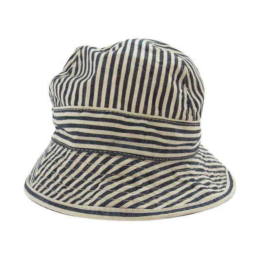 BONCOURA ボンクラ US NAVY HAT ヒッコリー ハット オフホワイト系 インディゴブルー系 L【中古】