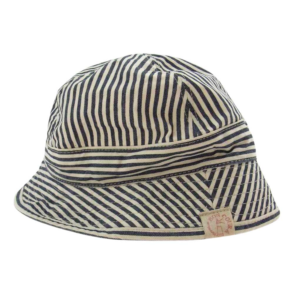 BONCOURA ボンクラ US NAVY HAT ヒッコリー ハット オフホワイト系 インディゴブルー系 L【中古】