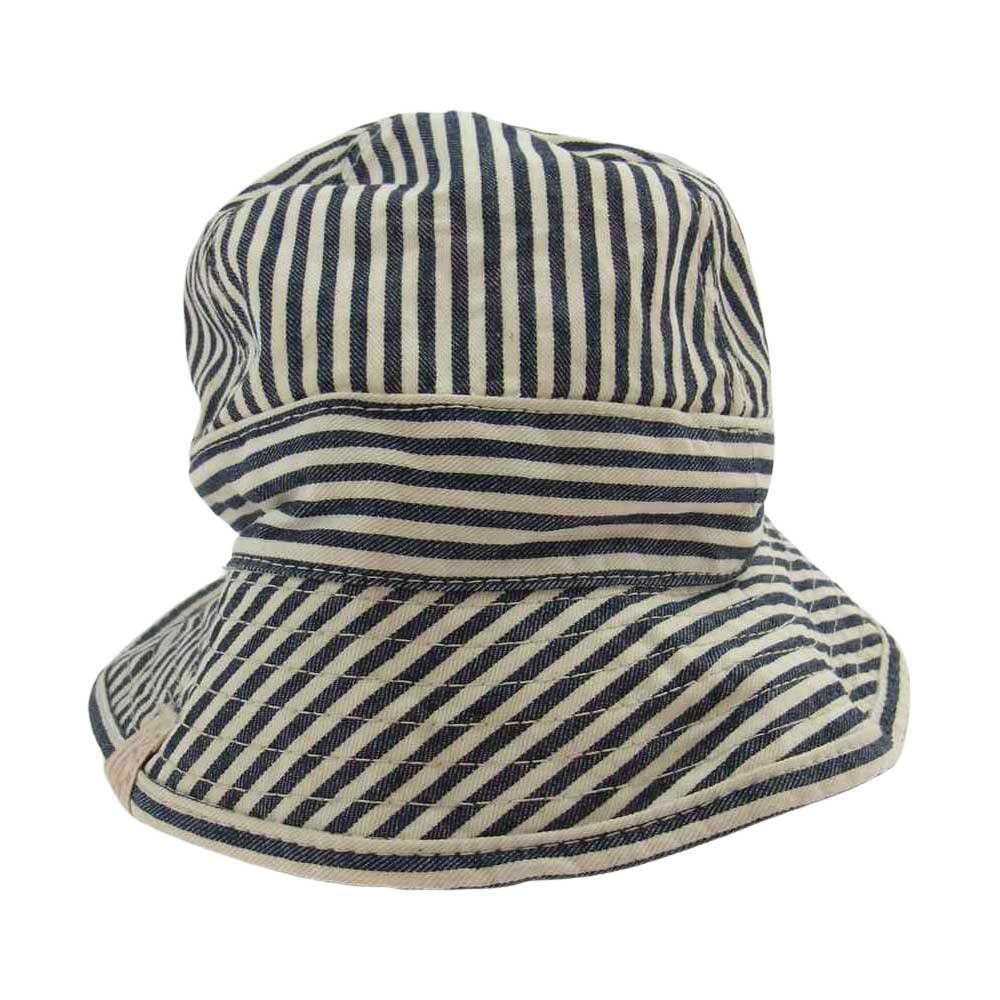 BONCOURA ボンクラ US NAVY HAT ヒッコリー ハット オフホワイト系 インディゴブルー系 L【中古】