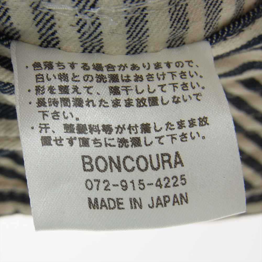 BONCOURA ボンクラ US NAVY HAT ヒッコリー ハット オフホワイト系 インディゴブルー系 L【中古】