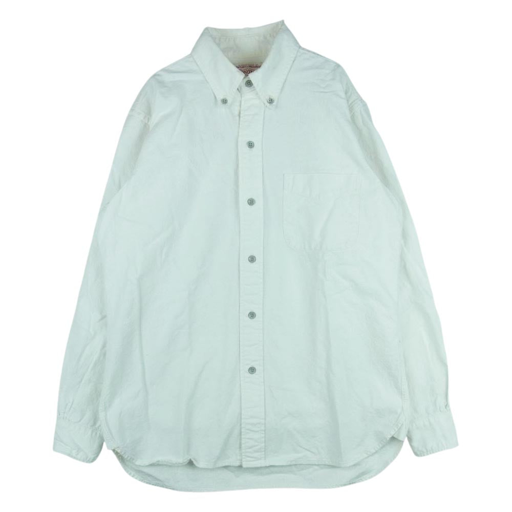 BONCOURA ボンクラ BD Long sleeve shirt ボタンダウン 長袖 シャツ コットン 日本製 ホワイト系 38【中古】