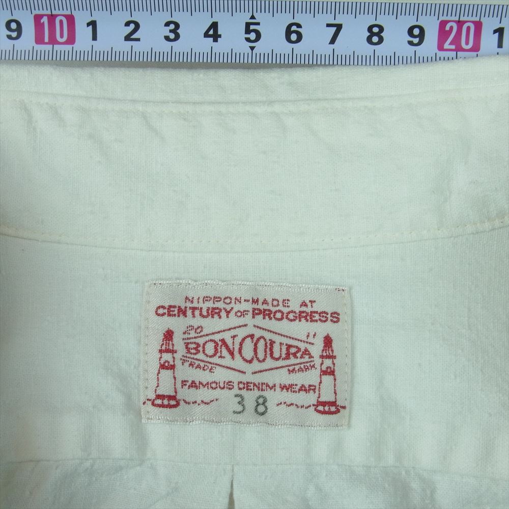 BONCOURA ボンクラ BD Long sleeve shirt ボタンダウン 長袖 シャツ コットン 日本製 ホワイト系 38【中古】